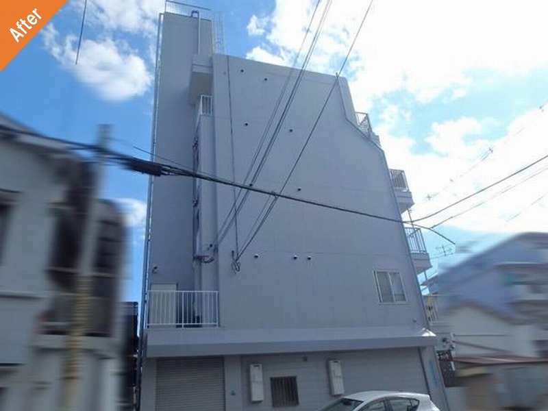 大阪市淀川区の外壁補修後のマンション西面