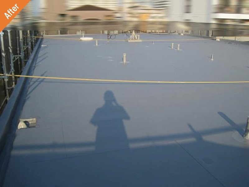 大阪市住吉区の防水工事後のマンション陸屋根