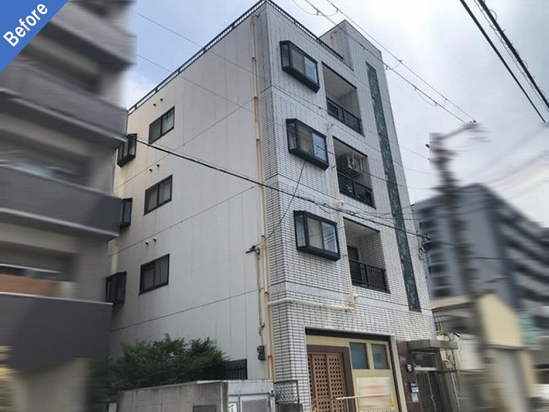 大阪市東住吉区の外壁塗装前のマンション