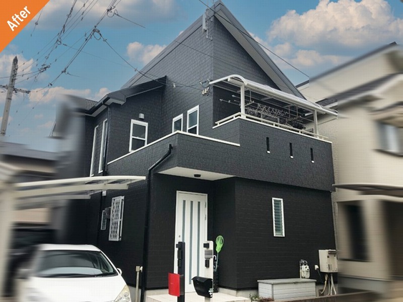 堺市の外壁塗装後のフジ住宅の戸建て