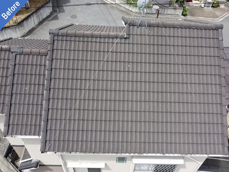 枚方市の屋根塗装前のセメント瓦
