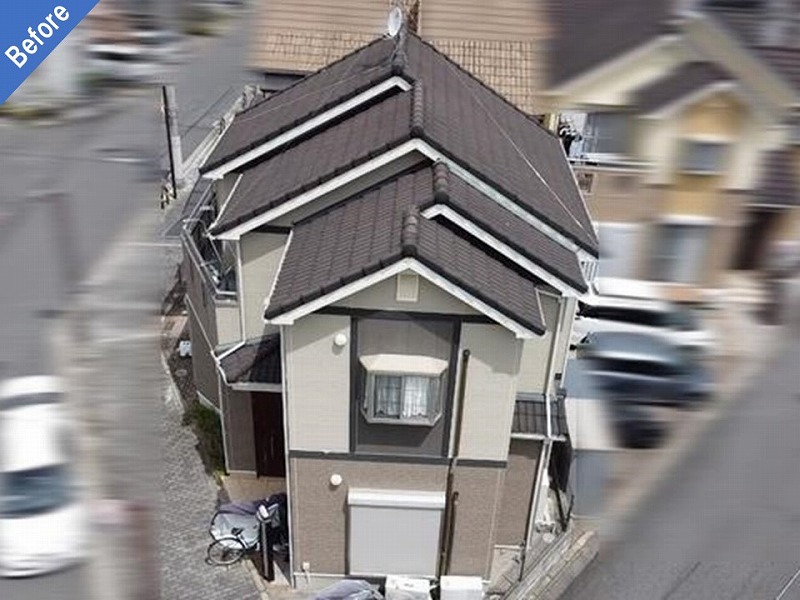枚方市の屋根・外壁塗装前の戸建て住宅