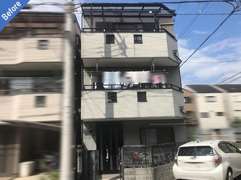 大阪市城東区の外壁塗装前の戸建て住宅