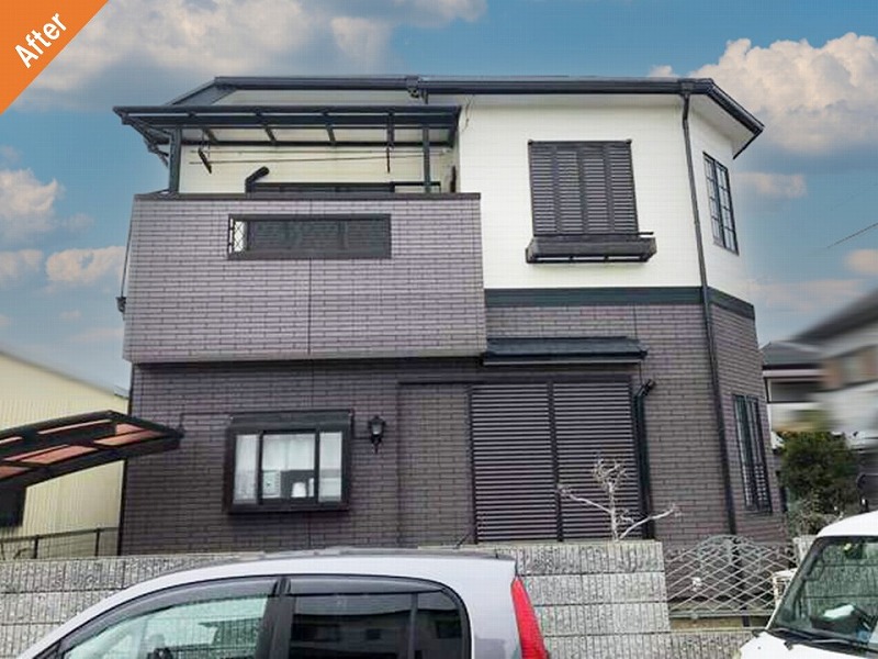岸和田市の外壁塗装後の戸建て住宅の側面