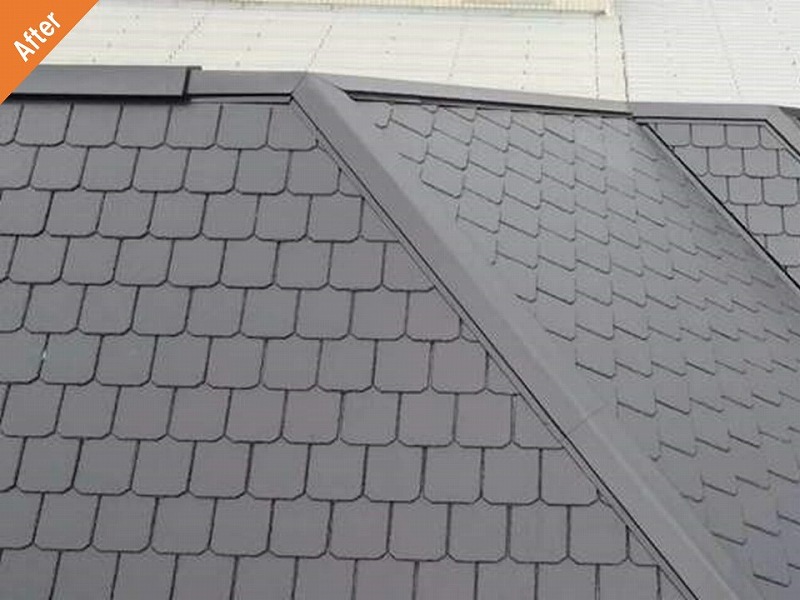 補修工事と屋根塗装後の屋根