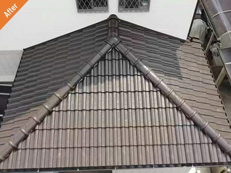 屋根塗装後のモニエル瓦の下屋根