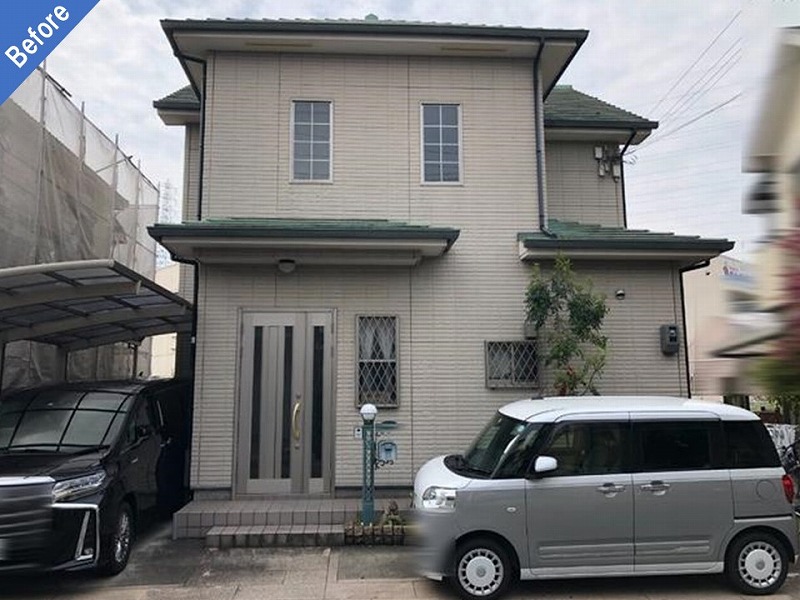 岸和田市の外壁塗装前のALCの戸建て住宅