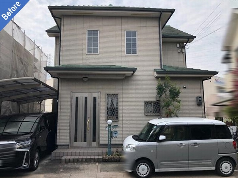 岸和田市の外壁塗装前のALCの戸建て住宅