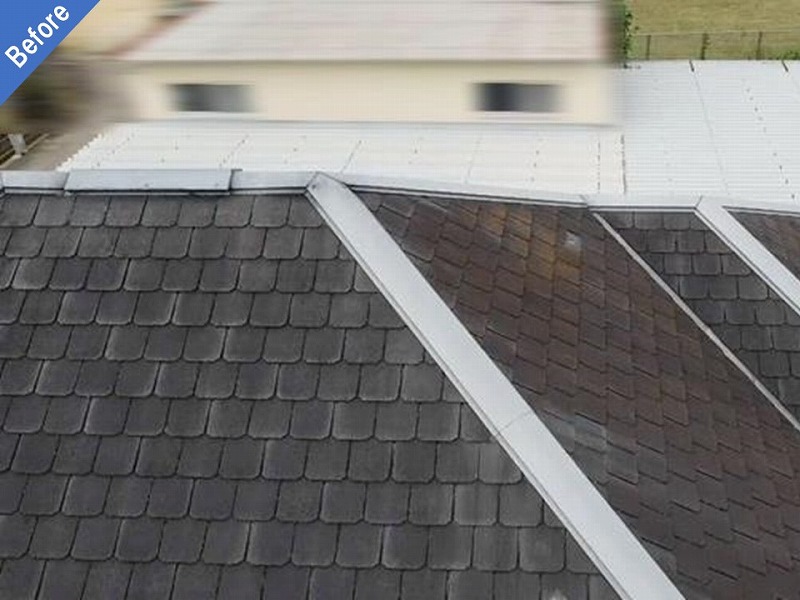 補修工事と屋根塗装前の屋根