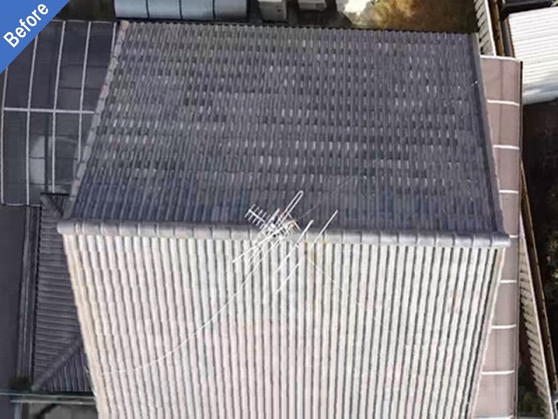 岸和田市の屋根塗装前のモニエル瓦