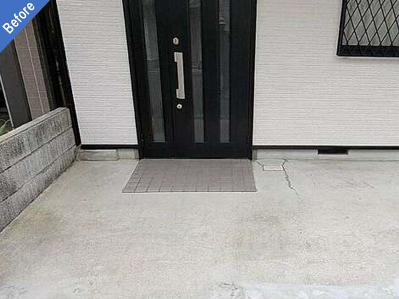 大阪市城東区のローラーストーンの施工前の玄関床