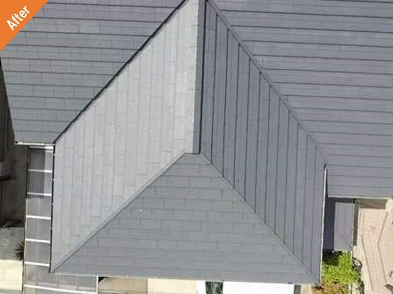 遮熱フッ素塗料で屋根塗装後のセメント瓦