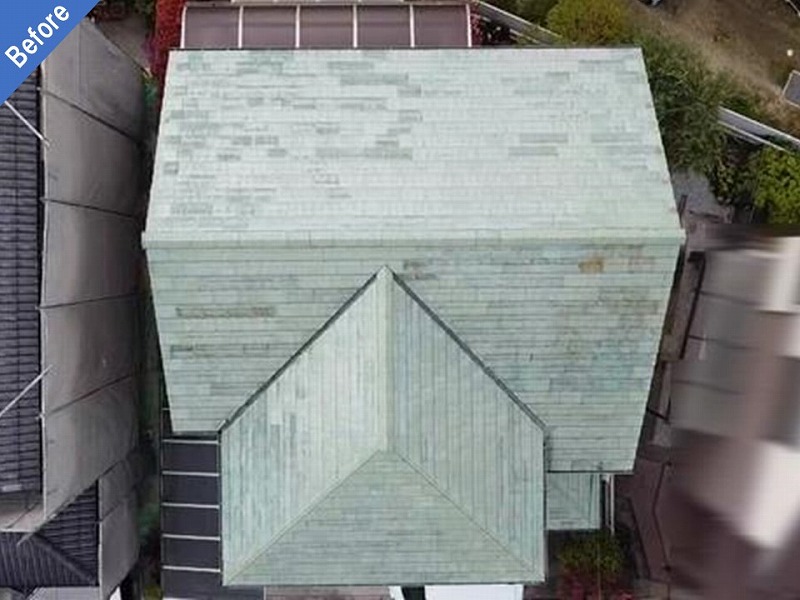 岸和田市の屋根塗装前のセメント瓦