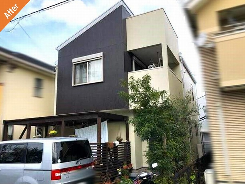 大阪狭山市の外壁塗装後の窯業系サイディングの戸建て住宅