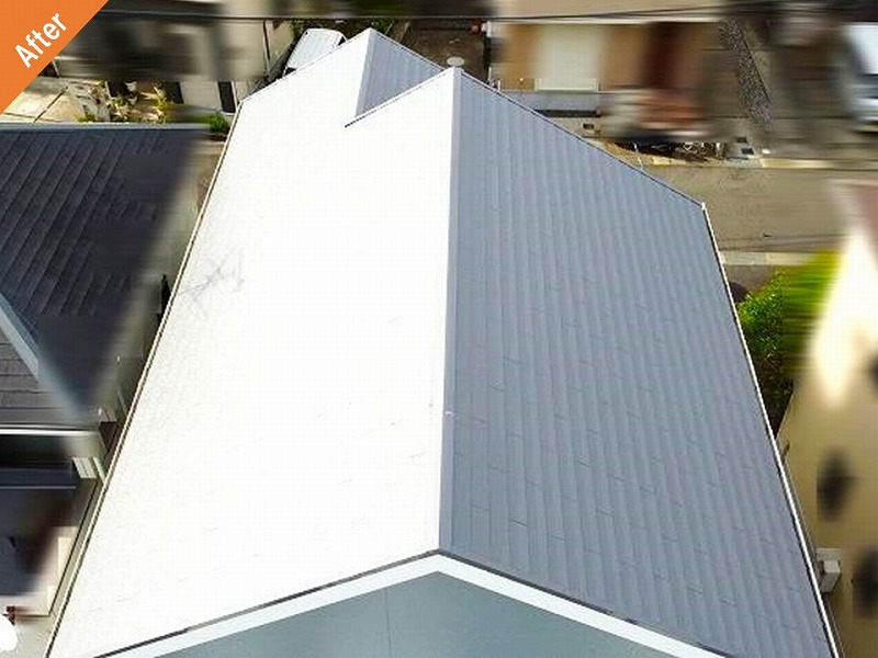 泉南郡熊取町の屋根塗装後のスレート瓦