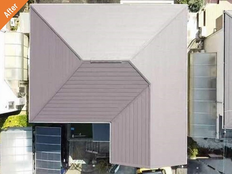 奈良県生駒市のガルバリウム鋼板へ屋根カバー工法後の大和ハウスの屋根