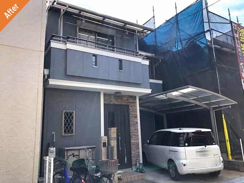 外壁塗装後の窯業系サイディングの戸建て住宅