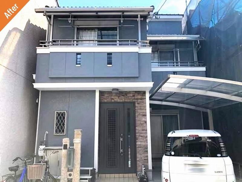 東大阪市の外壁塗装後の窯業系サイディングの戸建て住宅