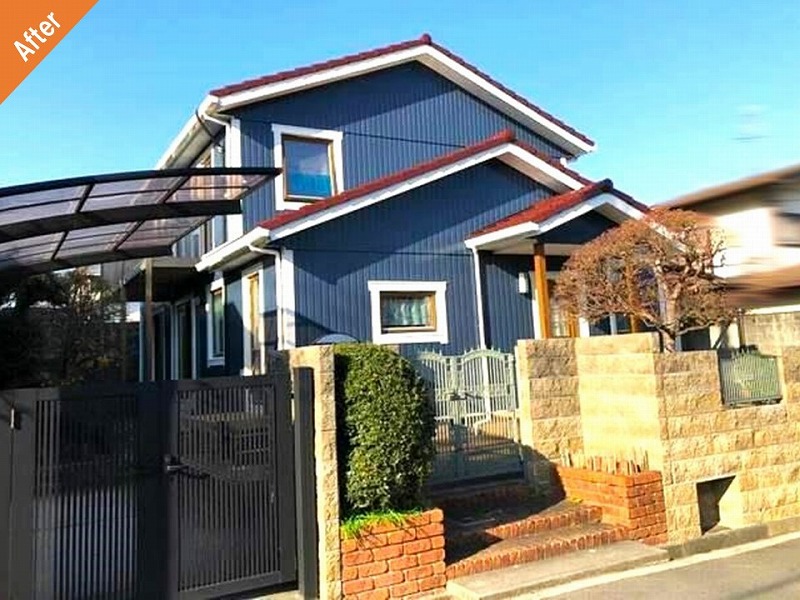 外壁塗装後のスウェーデンハウスの戸建て住宅
