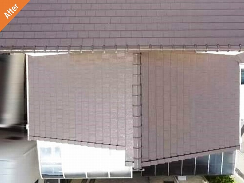 屋根塗装後のカビが改善されたモニエル瓦