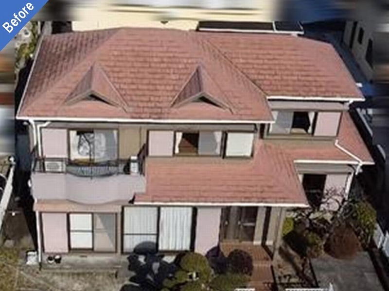 河内長野市の屋根・外壁塗装前の全景