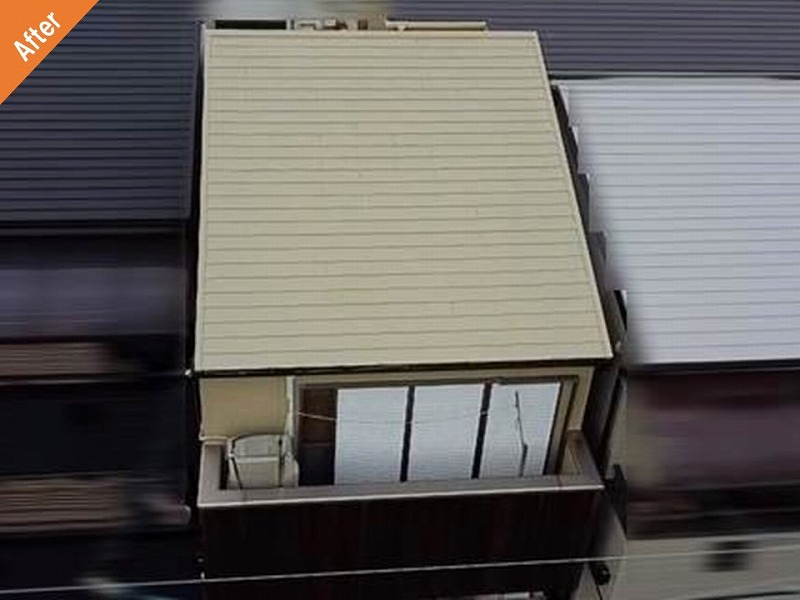遮熱シリコン塗料で屋根塗装後のスレート瓦