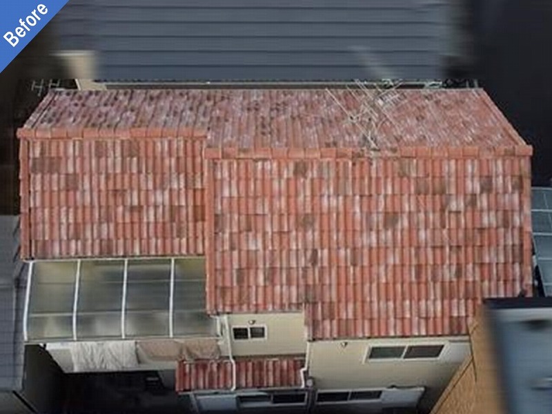 屋根塗装前のセメント瓦