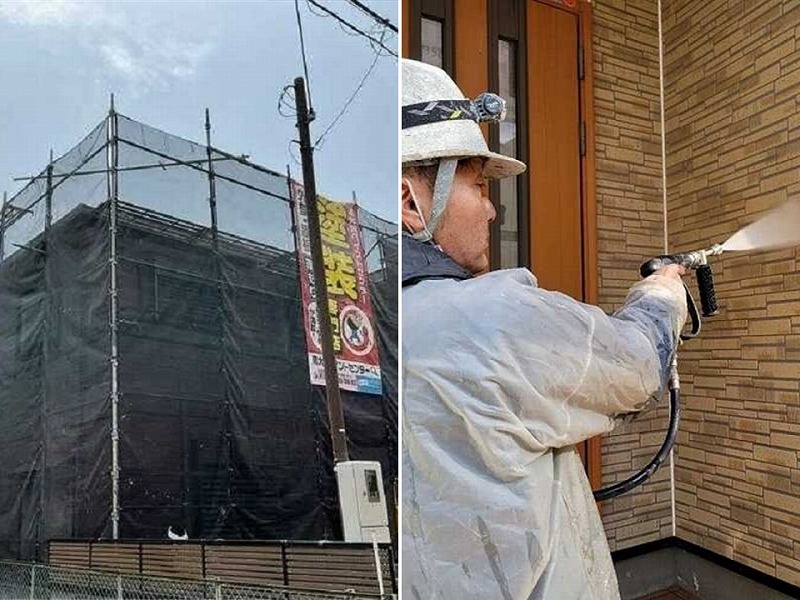 足場仮設工事と高圧洗浄