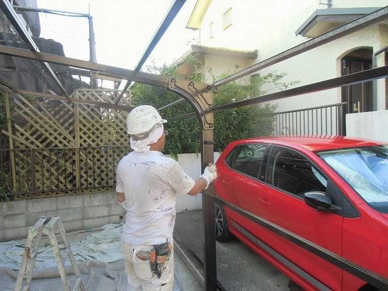 アルミ製のカーポートへ塗装
