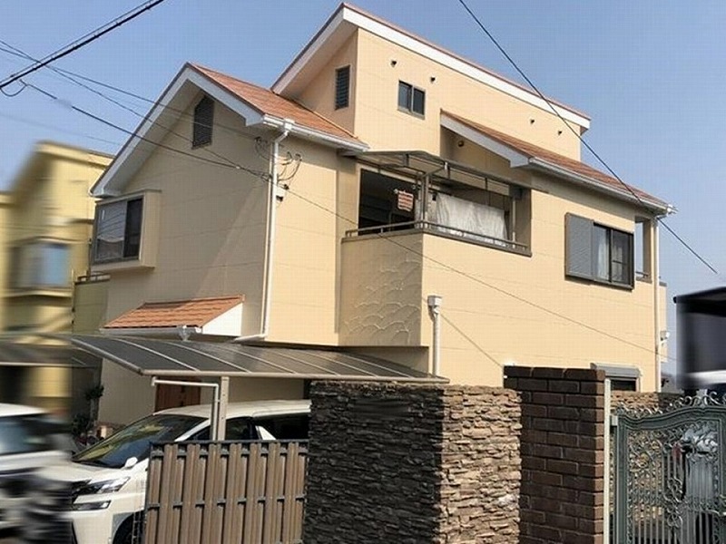 人気ベージュ色KP-337で外壁塗装をした事例2