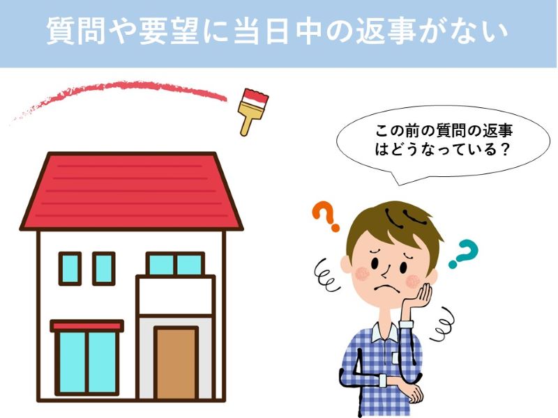 質問や要望に当日中の返事がない