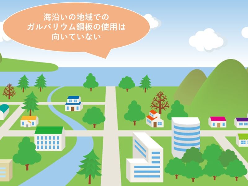 海沿いの地域でのガルバリウム鋼板の使用は不向き