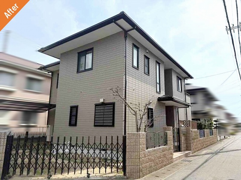 兵庫県姫路市のヘーベルハウスの外壁塗装後の全景