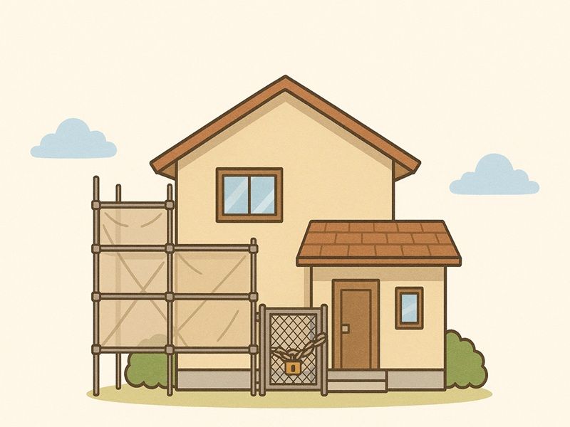 足場に鍵を設置し防犯対策する