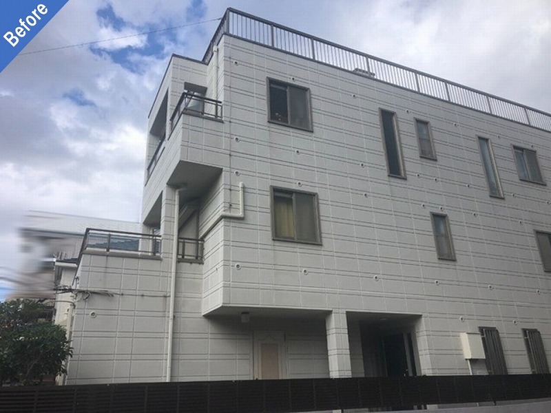 外壁塗装前の旭化成ヘーベルハウスの側面外壁