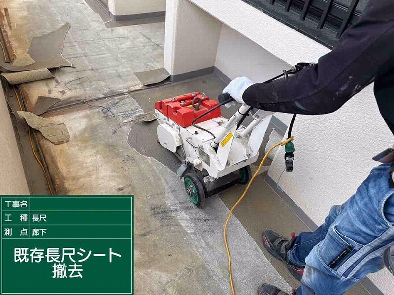 長尺シートを機械で撤去