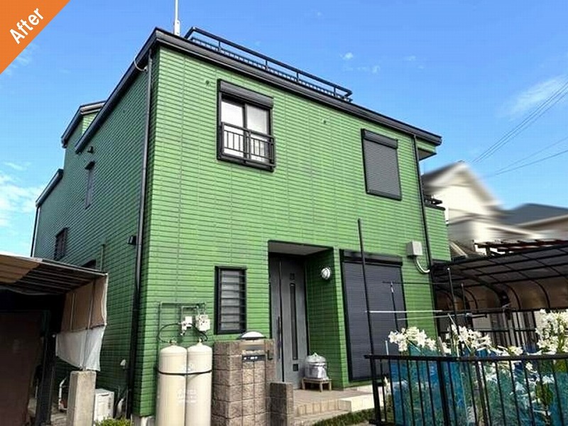 グリーン系の多彩模様で仕上げた旭化成ヘーベルハウスの住宅
