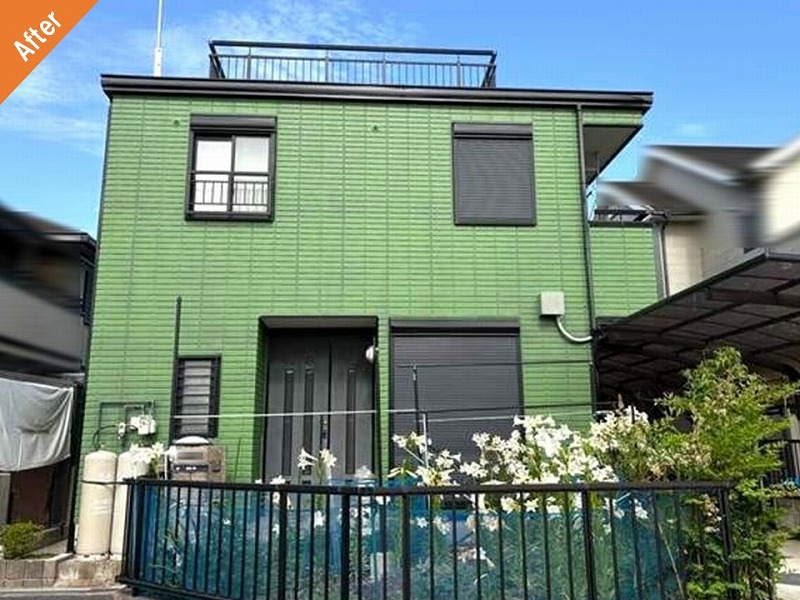 貝塚市の外壁塗装後の旭化成ヘーベルハウスの住宅