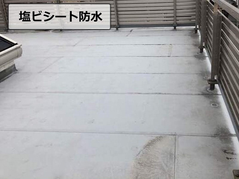 屋上に施工された塩ビシート防水