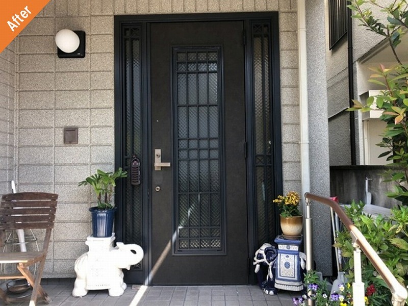 外壁塗装後の玄関廻り