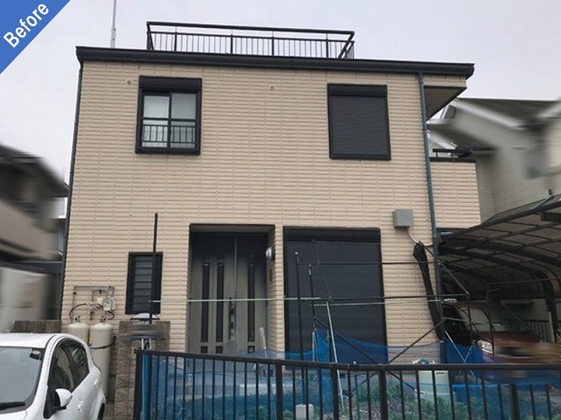 貝塚市の外壁塗装前の旭化成ヘーベルハウスの住宅