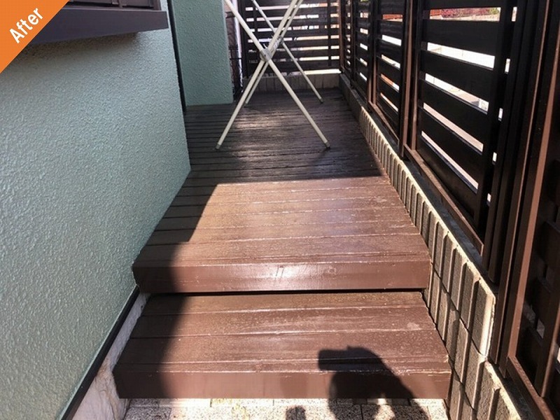 塗装後のテラス