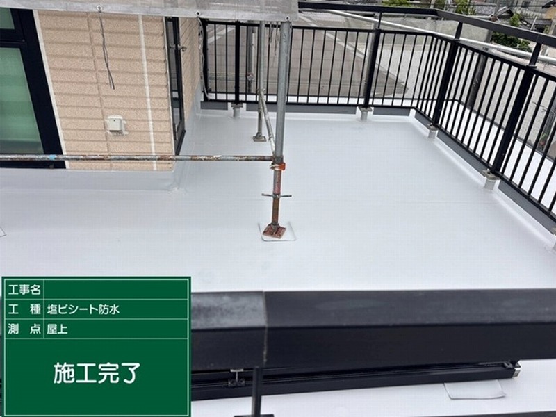屋上の塩ビシート防水完了