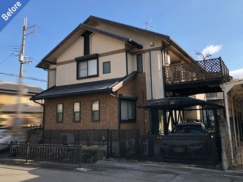 藤井寺市の外壁塗装前のモルタル外壁