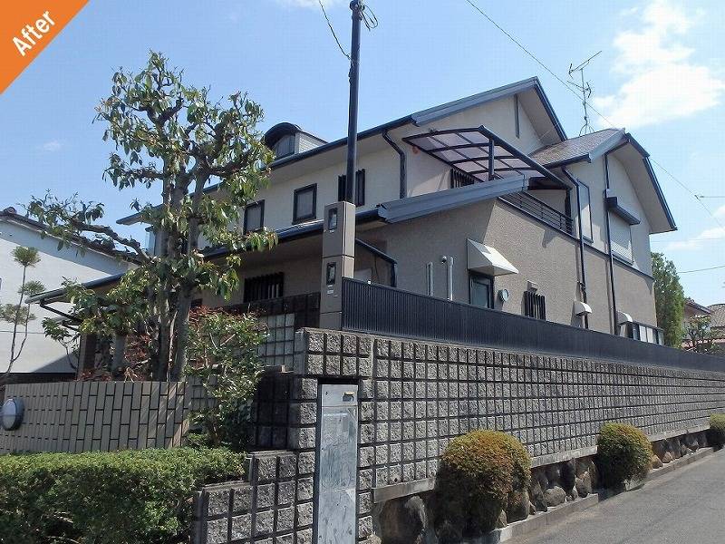 羽曳野市でパナホームのお宅に吹き付けによるスタッコ仕上げをした事例