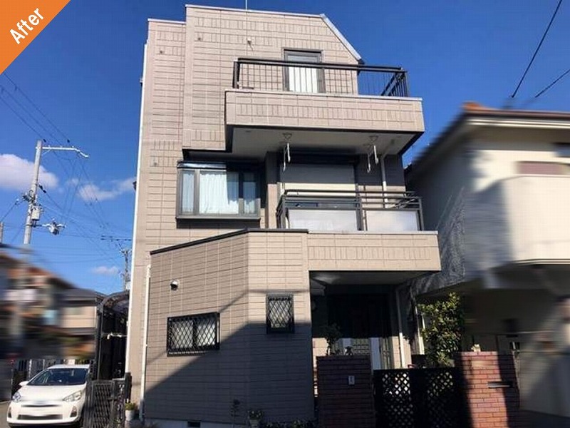 多彩模様塗料で外壁塗装後の旭化成ヘーベルハウス