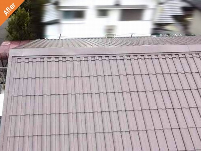 屋根塗装後のセキスイブルックⅣ（軽量セメント瓦）