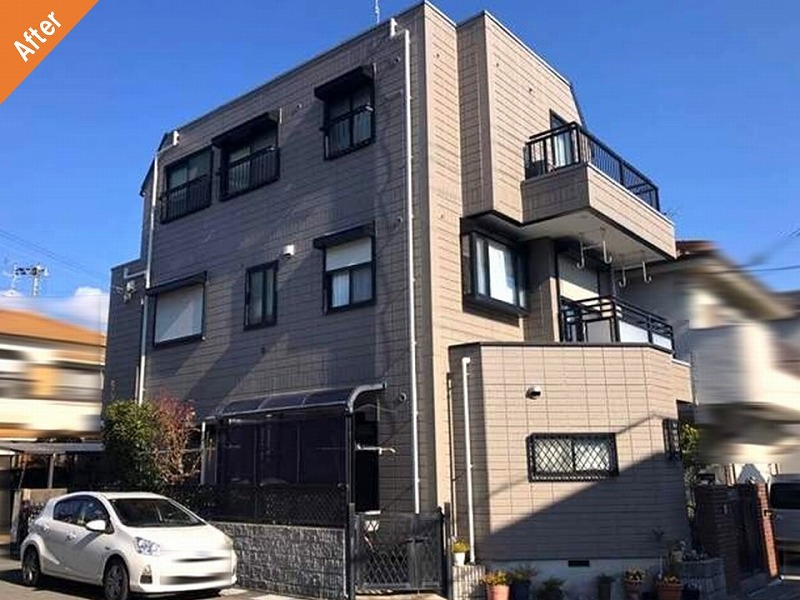 兵庫県伊丹市の多彩模様塗料で外壁塗装後の旭化成ヘーベルハウス