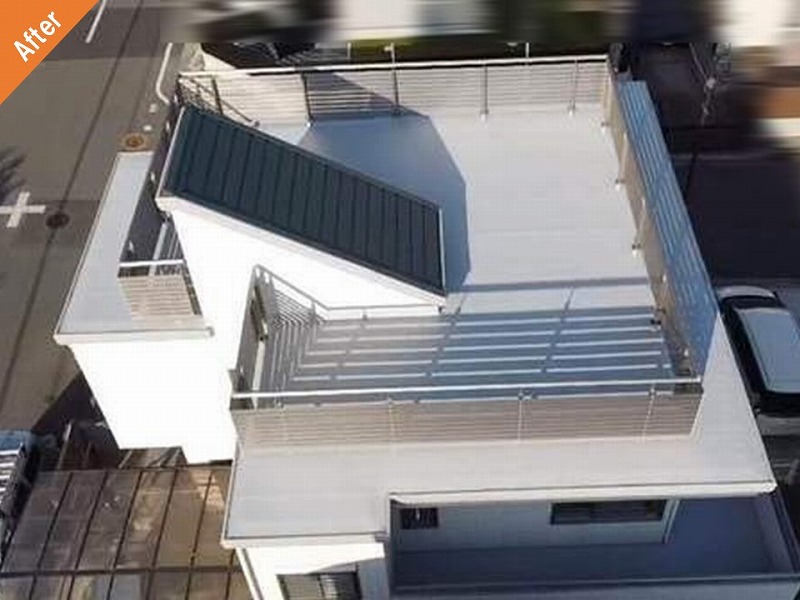 塩ビシート防水施工後の屋上全景