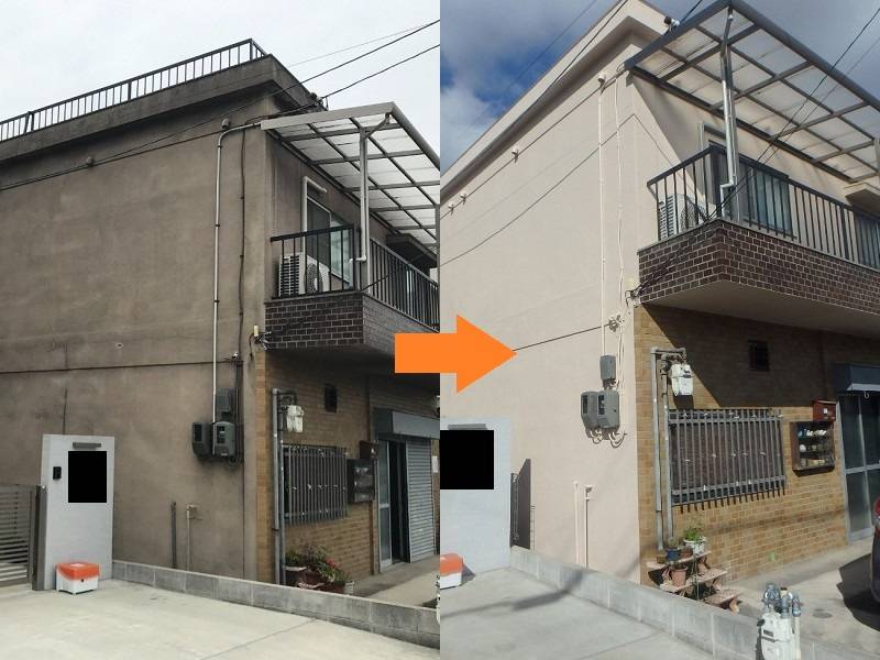弊社の和風の外壁塗装事例（松原市）